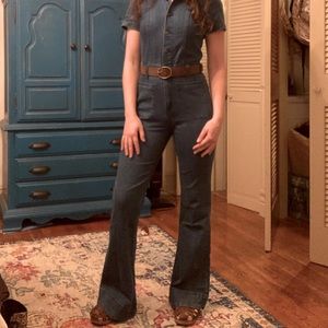 Wide Leg Denim Jumpsuit